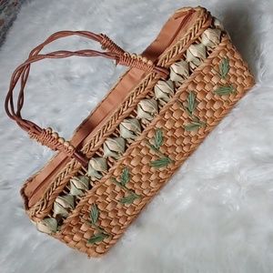 Basket Weave Flower Clippings Handbag